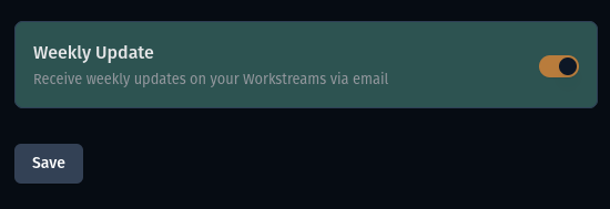 View of where to toggle the weekly update
